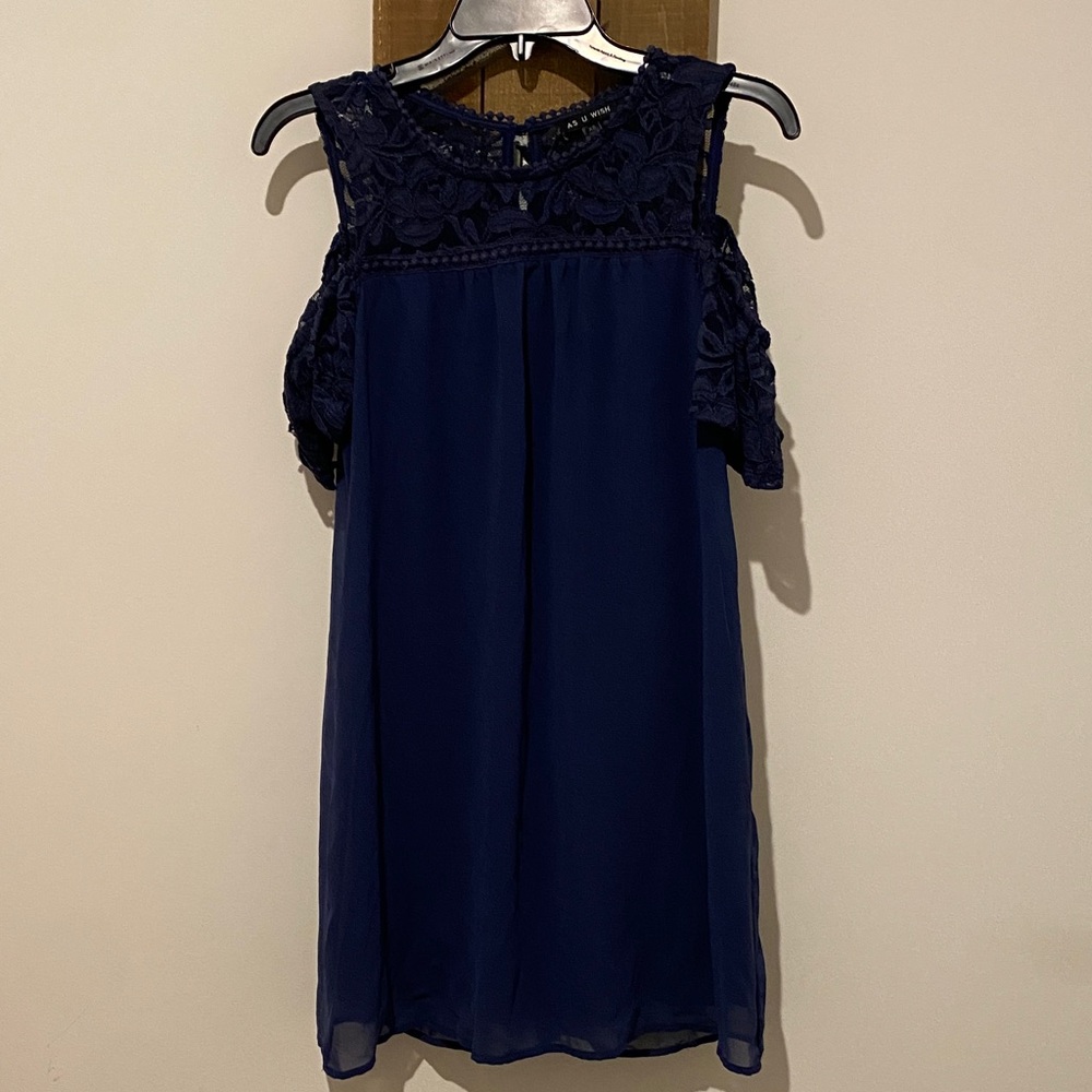 As U Wish Navy Lace Dress